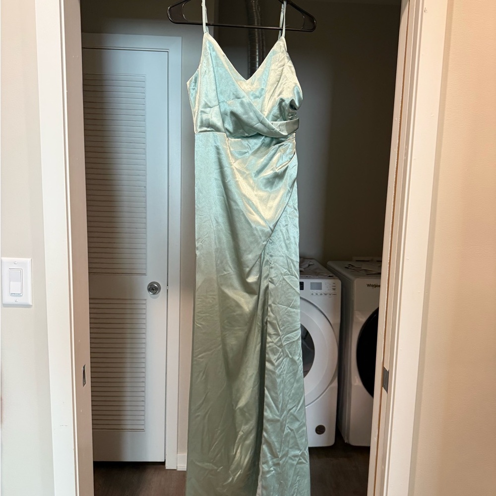 Green Birdie gray bridesmaids dress